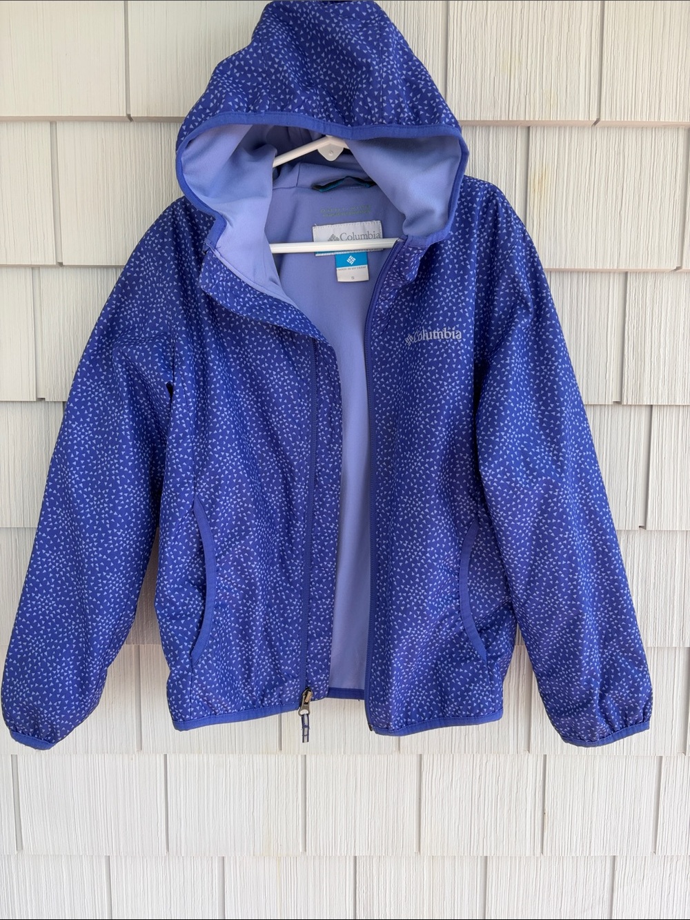 Columbia Girls' purple Hooded Rain Jacket with Dot Print